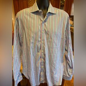 Peter Millar men’s Multicolor Striped Button Down Shirt.